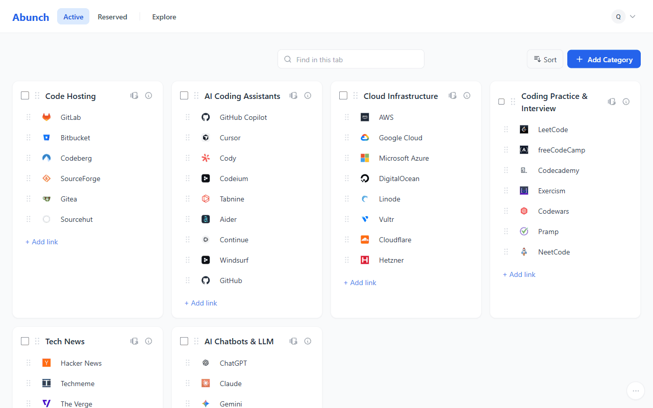 Three categories ticked, then moved to the Reserved desktop in one action.